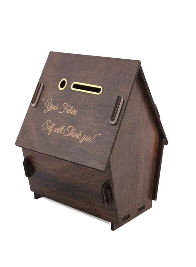 Falshruti Wooden Money Bank,Piggy Wooden HUT House Home Ghar Shape Money Storage Bank Coin Box, Savings Challenge Coin Collector Box,Antique Money Bank,Saving Box Cash Collection Gullak Mini Bank - Image 3